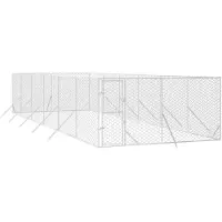 vidaXL - Jaula para perros para exteriores, color plateado, 4x12x2 metros, acero galvanizado