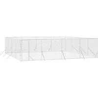 vidaXL - Jaula para perros para exteriores, color plateado, 8x8x2 metros, acero galvanizado