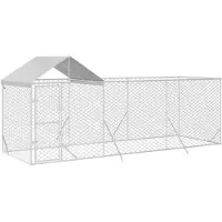 vidaXL - Jaula para perros para exteriores con techo, color plateado, 6x2x2,5 m, acero galvanizado