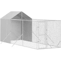 vidaXL - Jaula para perros para exteriores con techo, color plateado, 2x6x2,5 metros, acero galvanizado