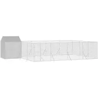 vidaXL - Jaula para perros para exteriores con techo, color plateado, 10x6x2,5 m, acero galvanizado