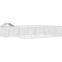 vidaXL - Jaula para perros para exteriores con techo, color plateado, 10x6x2,5 m, acero galvanizado