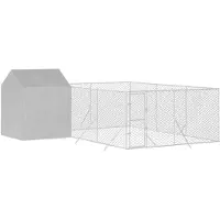 vidaXL - Jaula para perros para exteriores con techo, color plateado, 6x6x2,5 metros, acero galvanizado