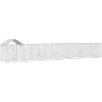 vidaXL - Jaula para perros para exteriores con techo, color plateado, 14x2x2,5 m, acero galvanizado