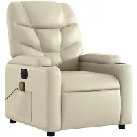 vidaXL Sillón de masaje eléctrico, color crema, tapizado en cuero sintético