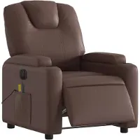 vidaXL Sillón de masaje eléctrico, color marrón, tapizado en cuero sintético ()