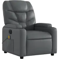 vidaXL Silla de masaje eléctrica, color gris, tapizada en cuero sintético ()