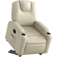 vidaXL Sillón reclinable eléctrico con ayuda para levantarse, color crema, tapizado en cuero sintético