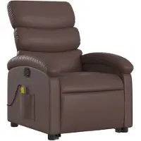 vidaXL Sillón de masaje con ayuda para levantarse, color marrón, tapizado en cuero sintético ()