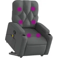 vidaXL Sillón de masaje con ayuda para levantarse, color gris oscuro, tapizado en tela