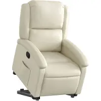 vidaXL Sillón reclinable Relax de , con ayuda para levantarse, color crema, tapizado en cuero sintético