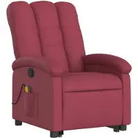 vidaXL Sillón de masaje con ayuda para levantarse, color burdeos, tapizado en tela