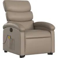 vidaXL Sillón de masajes con ayuda para levantarse, color marrón cappuccino, tapizado en cuero sintético, marca