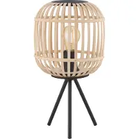 Eglo Lámpara de mesa Bordesley, color negro y natural, 40 x 21 cm, casquillo E27, máximo 60 W