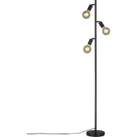Briloner Lámpara de pie de 3 luces, altura x diámetro: 160 x 22 cm, diseño esférico, color negro