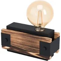 Eglo Layham, Negro, Marrón, Acero, Madera, Dormitorio, Salón, IP20, Clase II, Casquillo E27