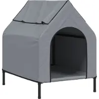 vidaXL - Caseta para perros, gris claro, tela Oxford y acero