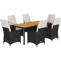 vidaXL Juego de mesa de jardín de 7 piezas con cojines, color , fabricado en ratán sintético