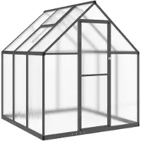 vidaXL Invernadero con estructura de base, color antracita, 169x169x195 cm, aluminio