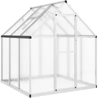 vidaXL Invernadero con estructura de base, color plateado, 169x169x195 cm, aluminio