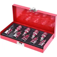 Ks Tools 918.1386, Juego de vasos, 1/2", métricos, 9 piezas, T20, T25, T27, T30, T40, T45, T50, T55, T60, acero cromo vanadio