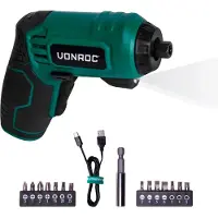 Vonroc Destornillador inalámbrico 4V | Incl. juego de 14 pcs. de puntas