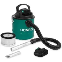 Vonroc Aspirador de cenizas inalámbrico 20V - 4.0Ah - depósito de 12L | Incl. batería y cargador rápido