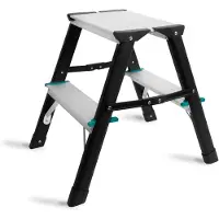 Vonroc Escalera doble lado - 2 peldaños - antideslizante | Capacidad máxima 150kg