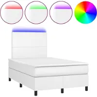 vidaXL Cama con somier y colchón, con iluminación LED blanca, 120x200 cm, tapizada en cuero sintético