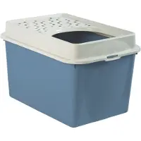 Rotho Berty, arenero para gatos con entrada superior, azul, verde, con enganche, 572 mm, 393 mm