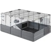 Ferplast Multipla, jaula para cobayas o conejos, color gris, fabricada en metal y plástico, dimensiones: 1075 mm x 720 mm