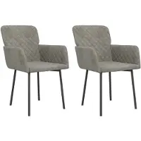 vidaXL : 2 sillas de comedor, color gris claro, tapizadas en terciopelo