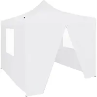 vidaXL Tienda de campaña plegable para fiestas, profesional, con 4 paredes, de 3x3 metros, acero, color blanco