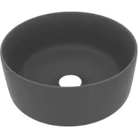 vidaXL Lavabo de cerámica redondo, mate, color gris oscuro, 40x15 cm