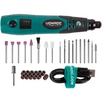 Vonroc Multi herramienta rotativa 4V | Incl. 31 accesorios y charger
