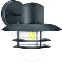 Philips Lámpara de pared Inyma, 25 W, casquillo E27, sin bombilla, luz exterior para pared, color negro, metal, IP44, ideal para terraza y jardín