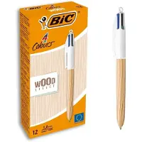 BIC Caja De 12 Bolígrafos 4 Colores Madera