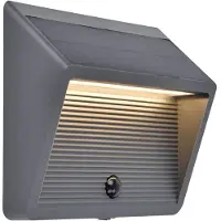 Lutec Lámpara solar LED con sensor de movimiento LINKO, color gris y tonos grises, 11,5W, luz cálida, 900lm, material plástico, dimensiones: 16,1x18,5x6,2cm, IP54, marca