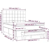 vidaXL Cama con somier y colchón de color crema, 140x190 cm, tapizada en tela