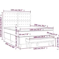 vidaXL Cama con somier y colchón de color crema, 140x200 cm, tapizada en tela