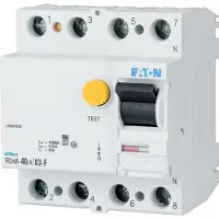 Eaton Interruptor diferencial , 25A, 4 polos, 300mA, tipo G/F 187420