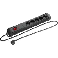 Lanberg SP1-05F-0150-BK Steckdosenleiste Übersp.-Schutz 5x m. Schalter 1.5m