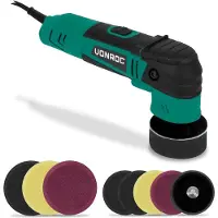 Vonroc Pulidora de doble acción 400W - Ø50 y Ø75MM | Incl. 2 platos de apoyo y 8 almohadillas de pulido