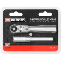 Facom Llave de trinquete reversible , 1/4 de pulgada, compacta, con cabeza modelo 180G