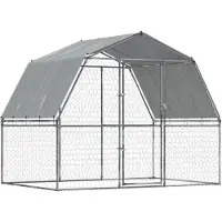 Super Merchant - Jaula para perros con techo y puerta, acero galvanizado plateado