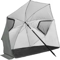 VirtuFit Strand Sonnenschirm Premium - Protector contra el viento - 225 cm - Gris