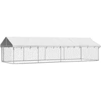 vidaXL - Jaula para perros para exteriores con techo, 600 x 200 x 150 cm