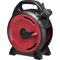 Konstsmide Guirnalda de micro LED con enrollador de cable, color negro y rojo, 600 diodos ámbar, transformador exterior de 30V, 6W, cable flexible negro