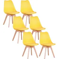 OEM Juego de sillas de comedor, diseño moderno y minimalista, asiento tapizado en PU, color amarillo