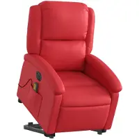 vidaXL Sillón de masaje eléctrico con función de elevación, color rojo, tapizado en cuero sintético ()